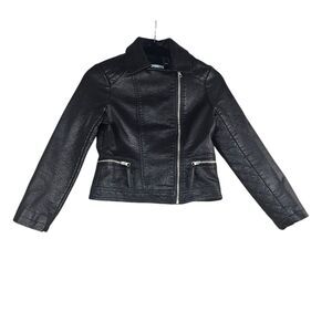 Xhilaration Black Faux Leather Moto Biker Jacket -Girls/Youth Size Medium